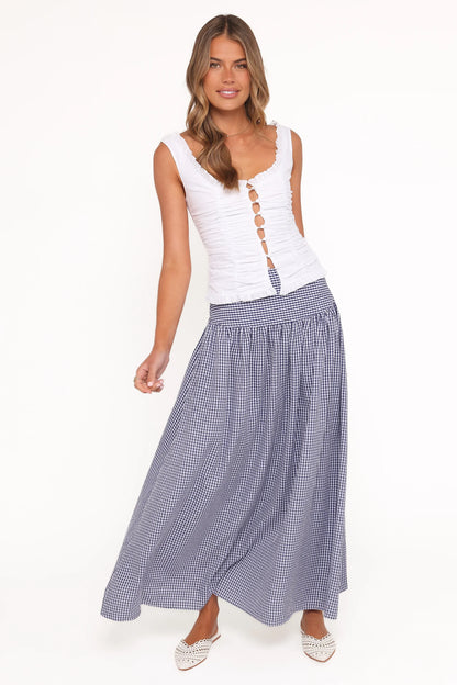 Laurita Maxi Skirt Navy Gingham