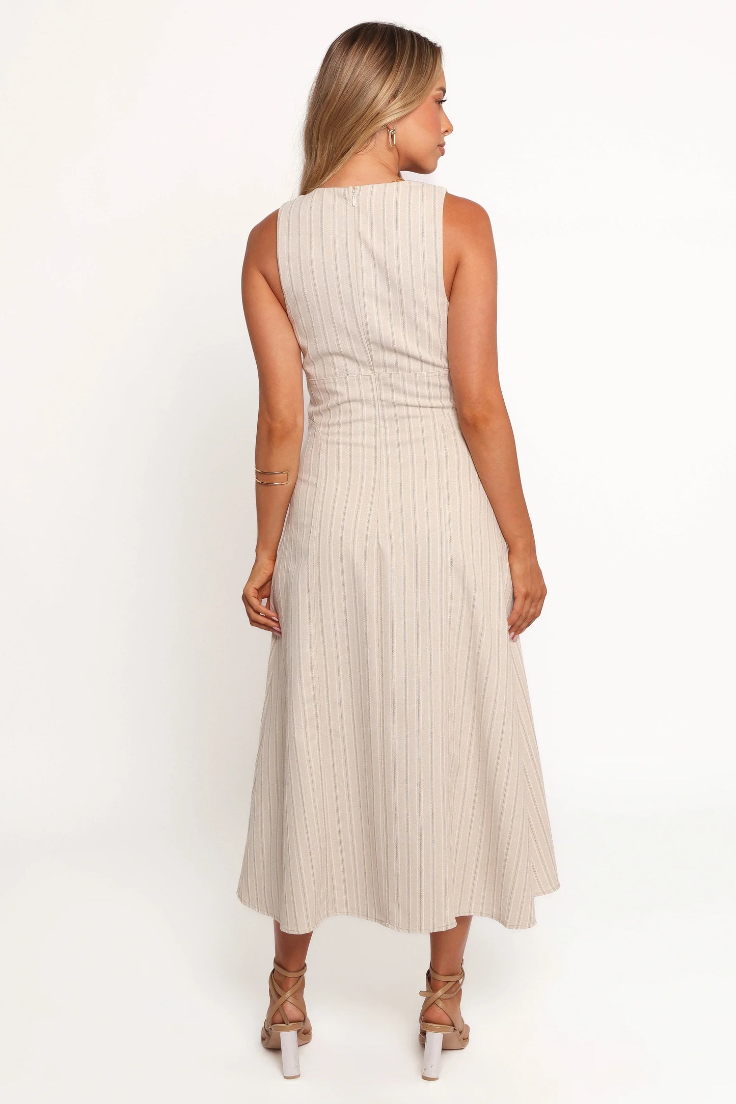 Aisling Midi Dress Beige Gold