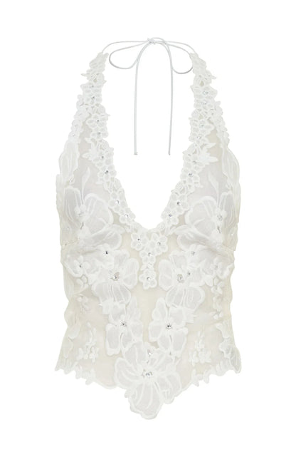 More Dreams Halter Top White