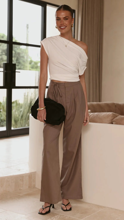 Cascada Tie Waist Pants Brown