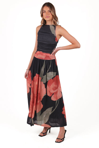 Carlin Midi Dress Black Floral