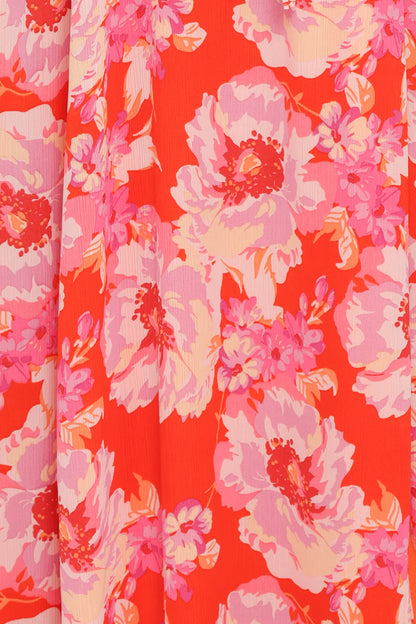 Elodie Midi Dress Red Floral
