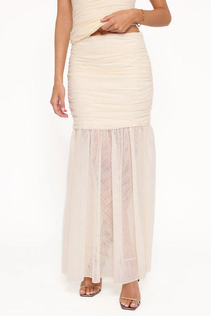 Susan Mesh Drop Waist Skirt Yellow
