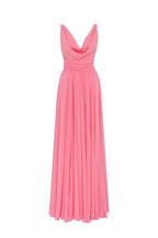 Classy pink pleated maxi dress