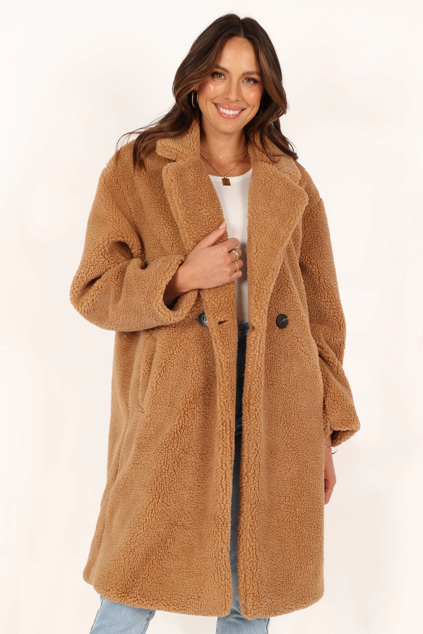 Beatrice Faux Fur Coat Camel