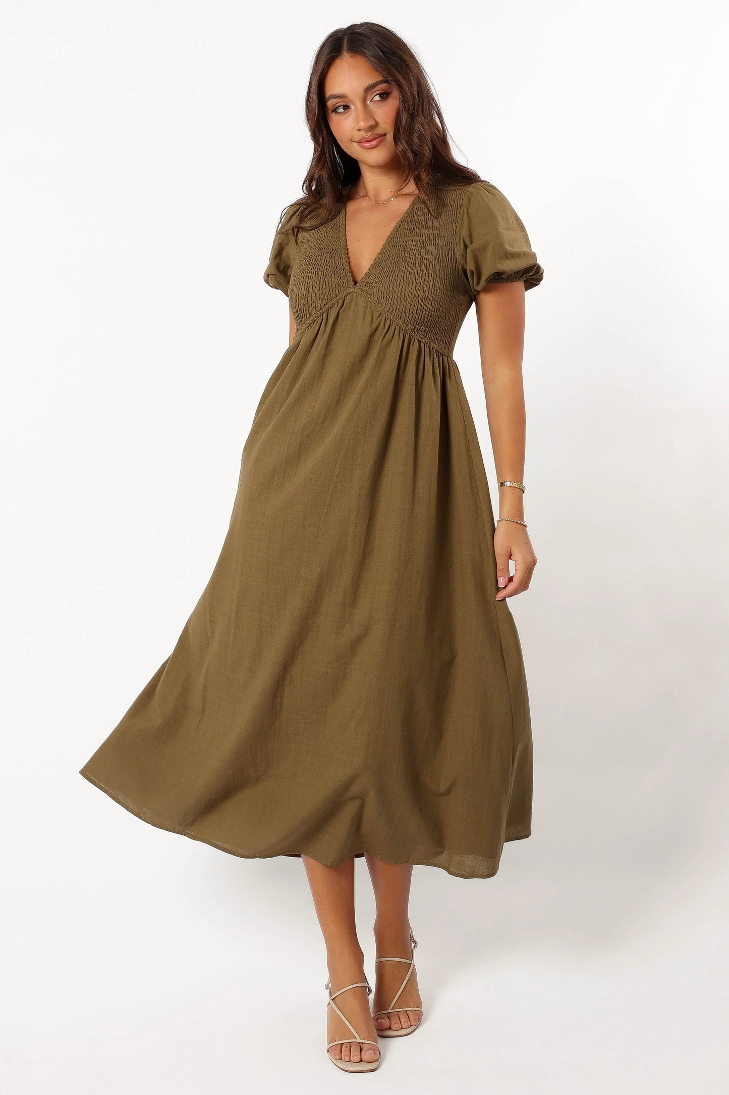 Brooke Midi Dress Khaki