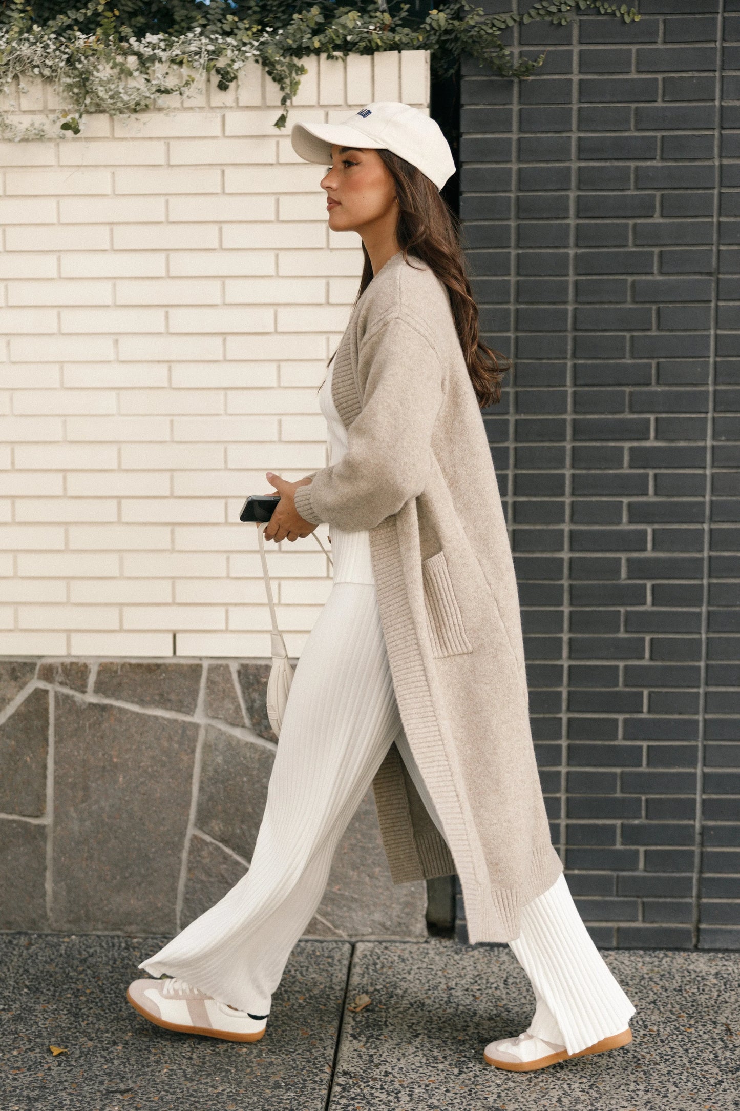 Nicolette Open Front Long Cardigan Latte