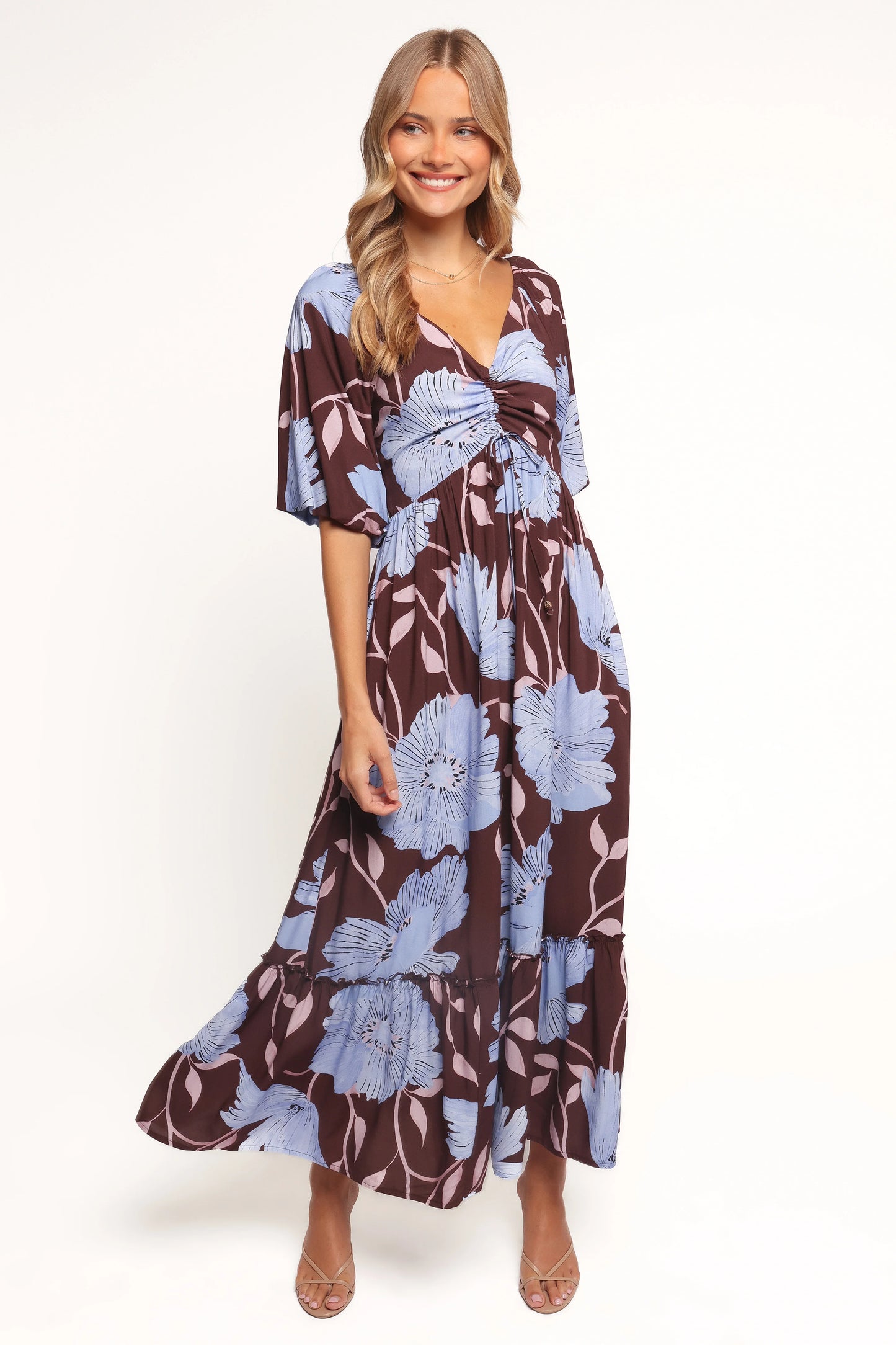 Annabella Maxi Dress Blue Poppies