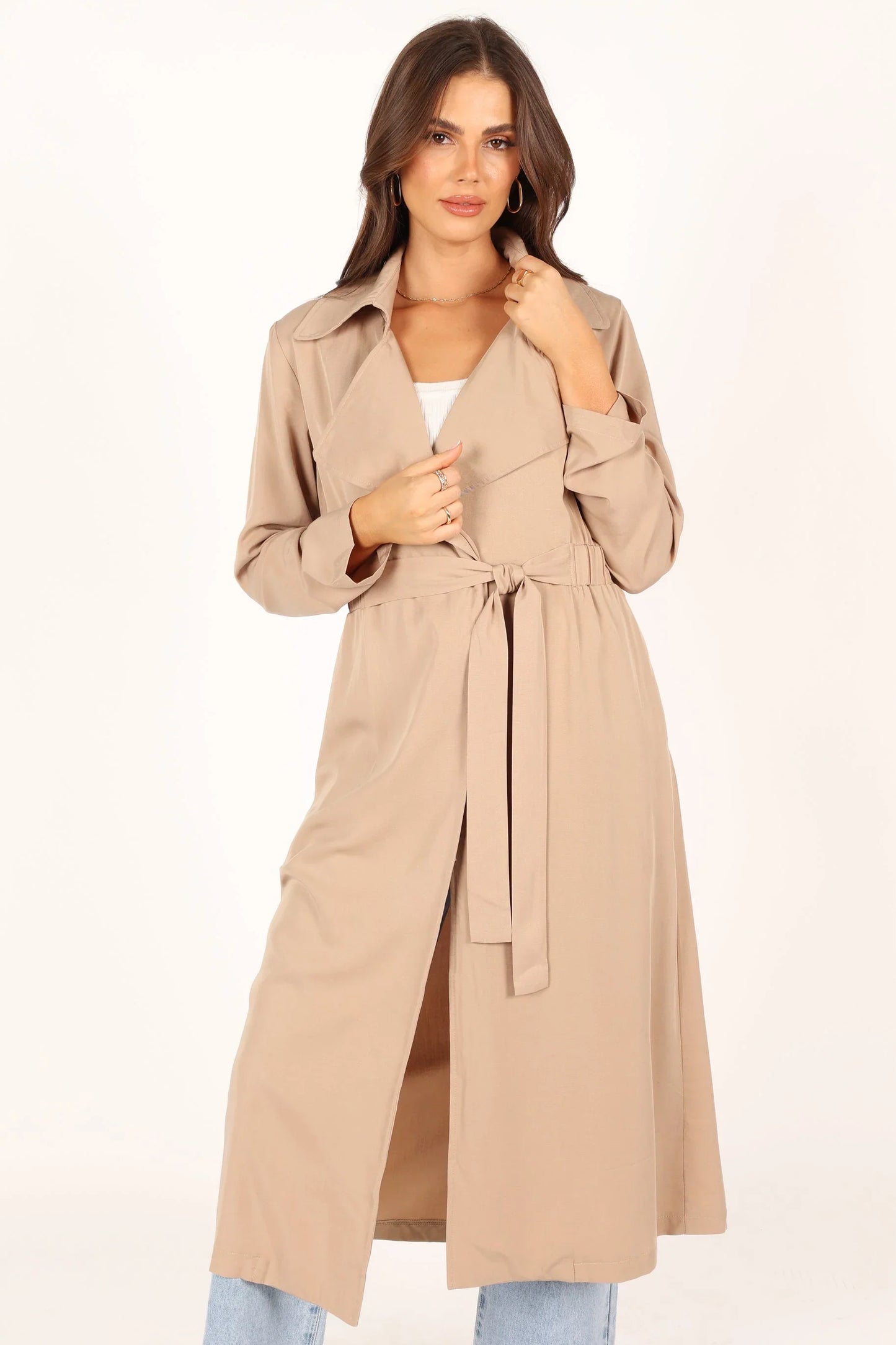 Robyn Tie Front Trench Coat Beige