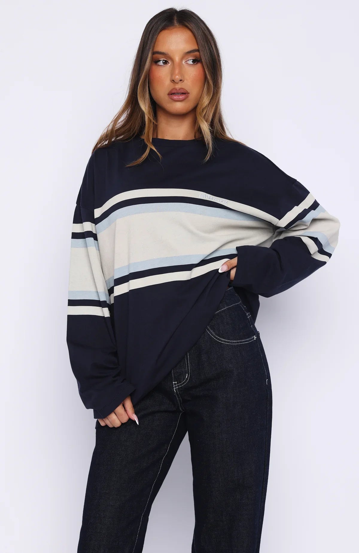 Too Cool For You Oversized Long Sleeve Tee Navy