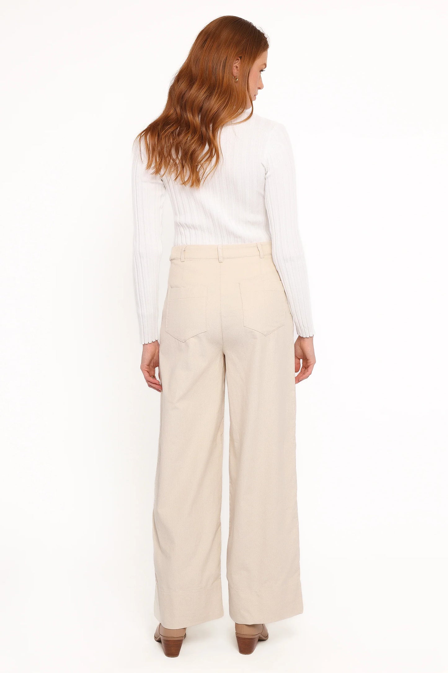 Faelan Wide Leg Cord Pants Beige