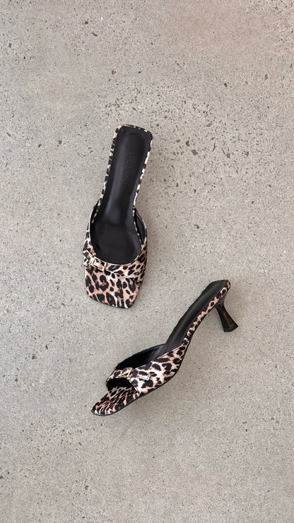 Tilden Heel Leopard Satin