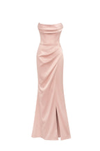 Fancy satin misty rose maxi dress Garden of Eden