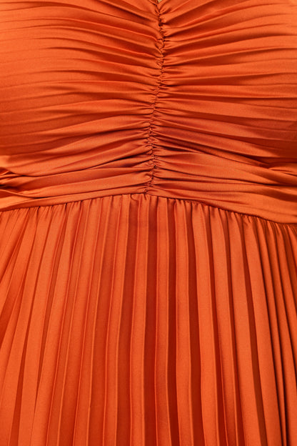Naira Pleated Maxi Dress Sunset Orange