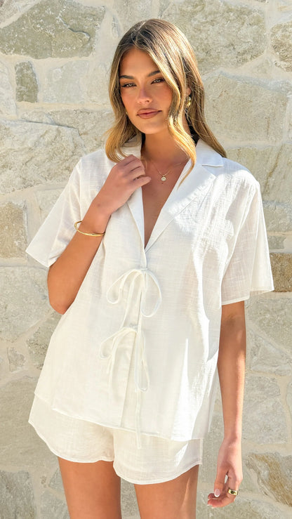Vesper Top and Shorts Set White