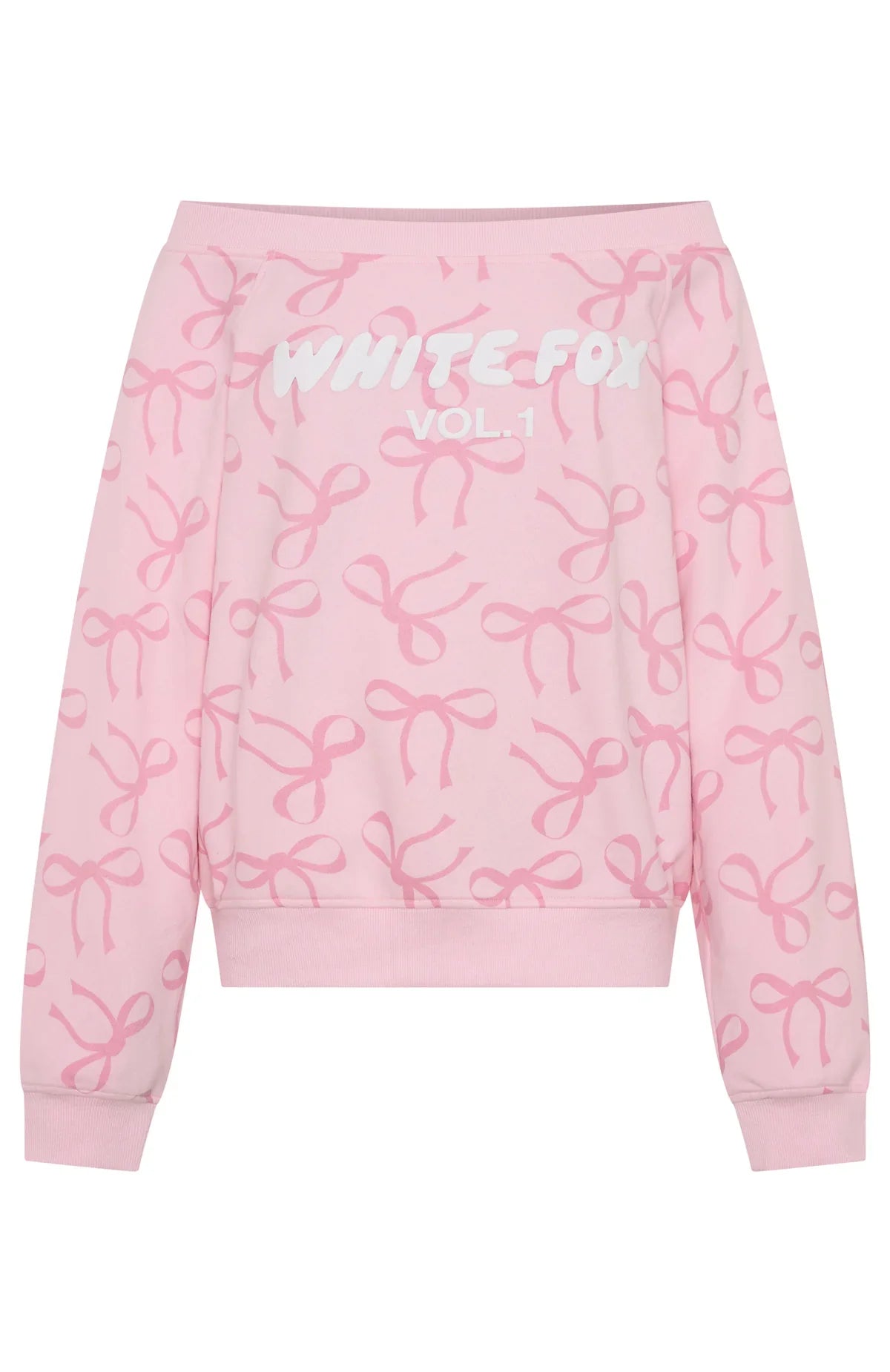 Vol 1 Off Shoulder Printed Sweater Posy Bow
