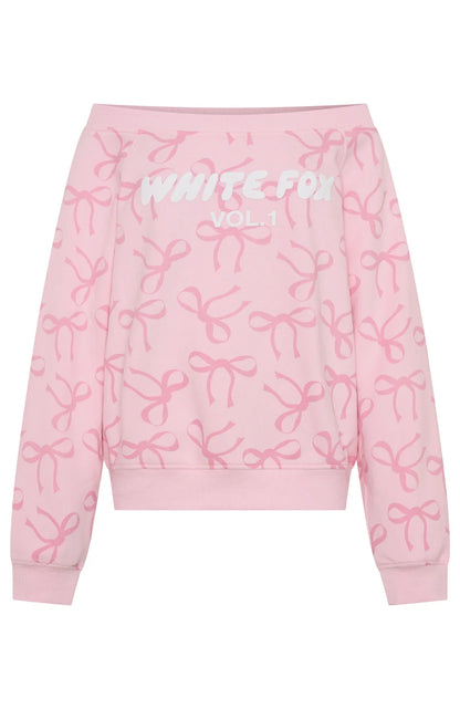Vol 1 Off Shoulder Printed Sweater Posy Bow