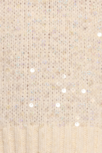 Medora Crewneck Sequin Knit Sweater Ivory