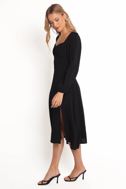 Franklin Long Sleeve Midi Dress Black
