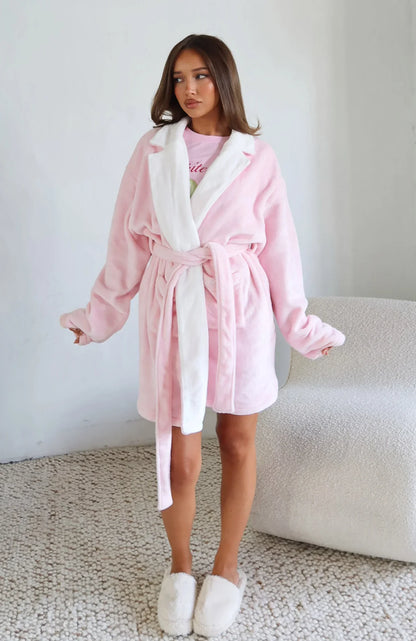 Dial Tone Fluffy Robe Baby Pink