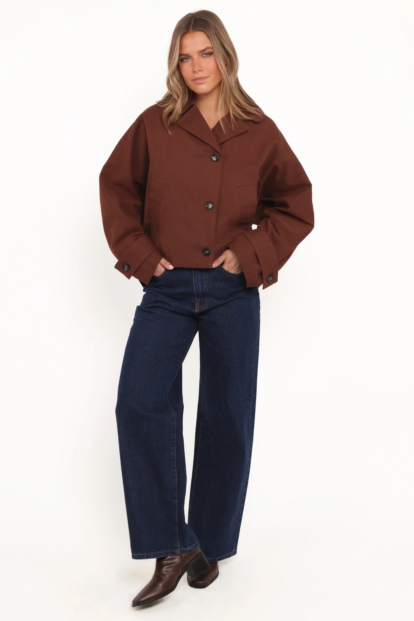 Notion Cropped Trench Espresso