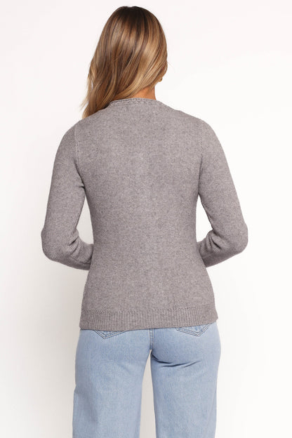 Quay Button Front Cardigan Heather Grey