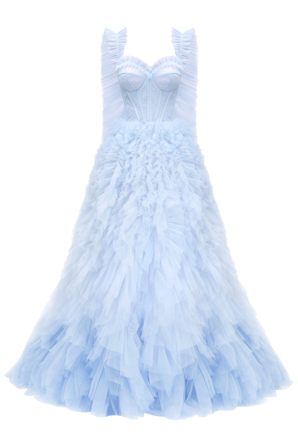 Light Blue All Ruffled Up Evening Simple Dress