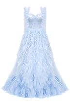 Light Blue All Ruffled Up Evening Simple Dress