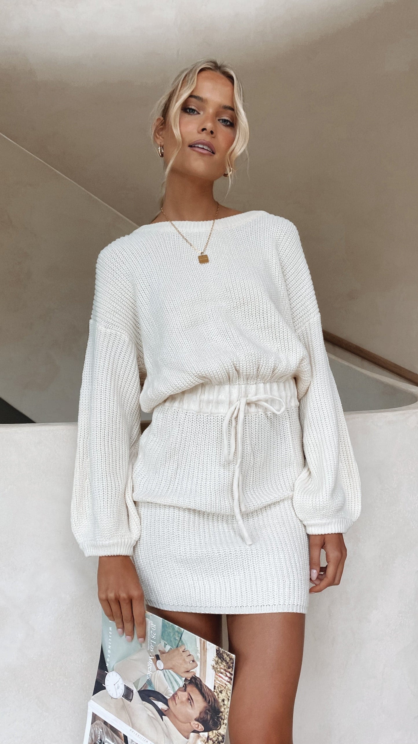 Feya Knit Mini Dress Cream