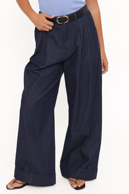 Elinor Cuffed Denim Pant Dark Wash