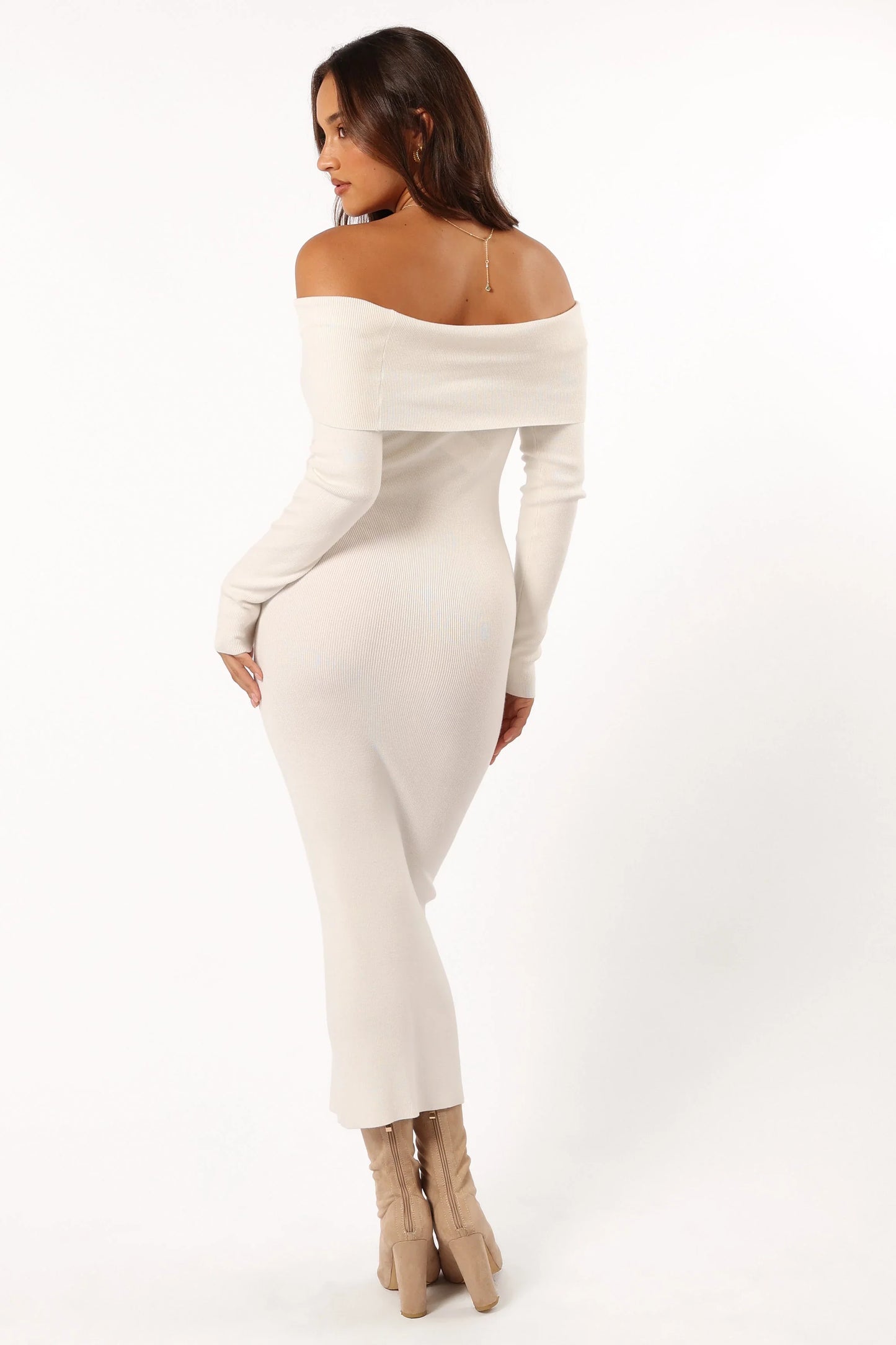 Archie Off the Shoulder Midi Dress White