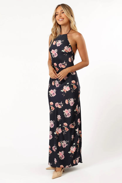 Hadley Halterneck Maxi Dress Black Floral
