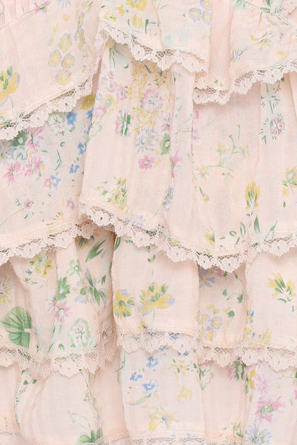 Yana Ruffle Top Pastel Pink Floral