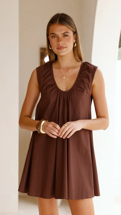 Vanessa Oversized Mini Dress Chocolate