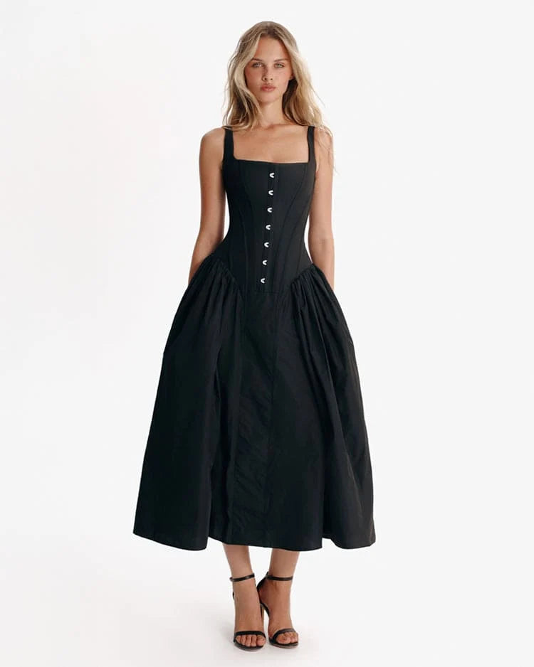 Black corset midi dress