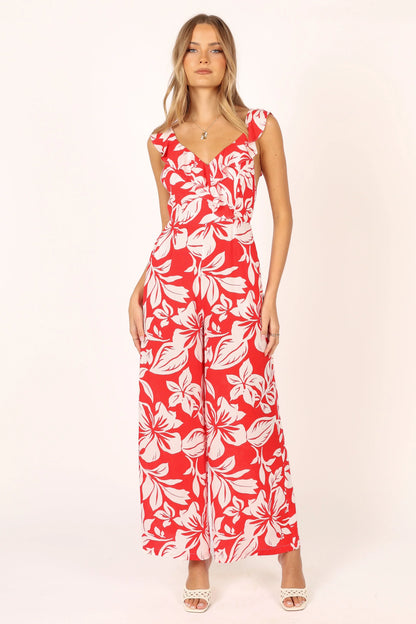 Parker Frill Jumpsuit Red