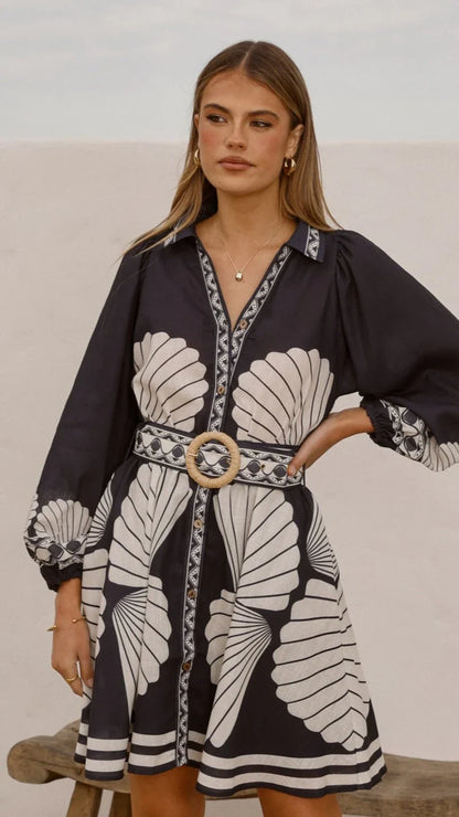 Mariel Long Sleeve Mini Dress Black