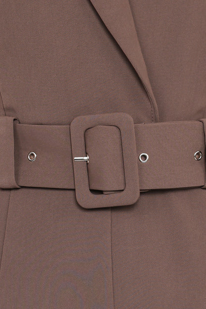 Sienna Belted Jumpsuit Khaki Brown