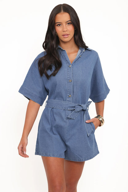 Hailey Denim Romper Indigo