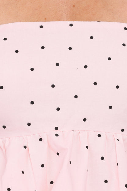 Yvanna Bubble Hem Top Pink Dot