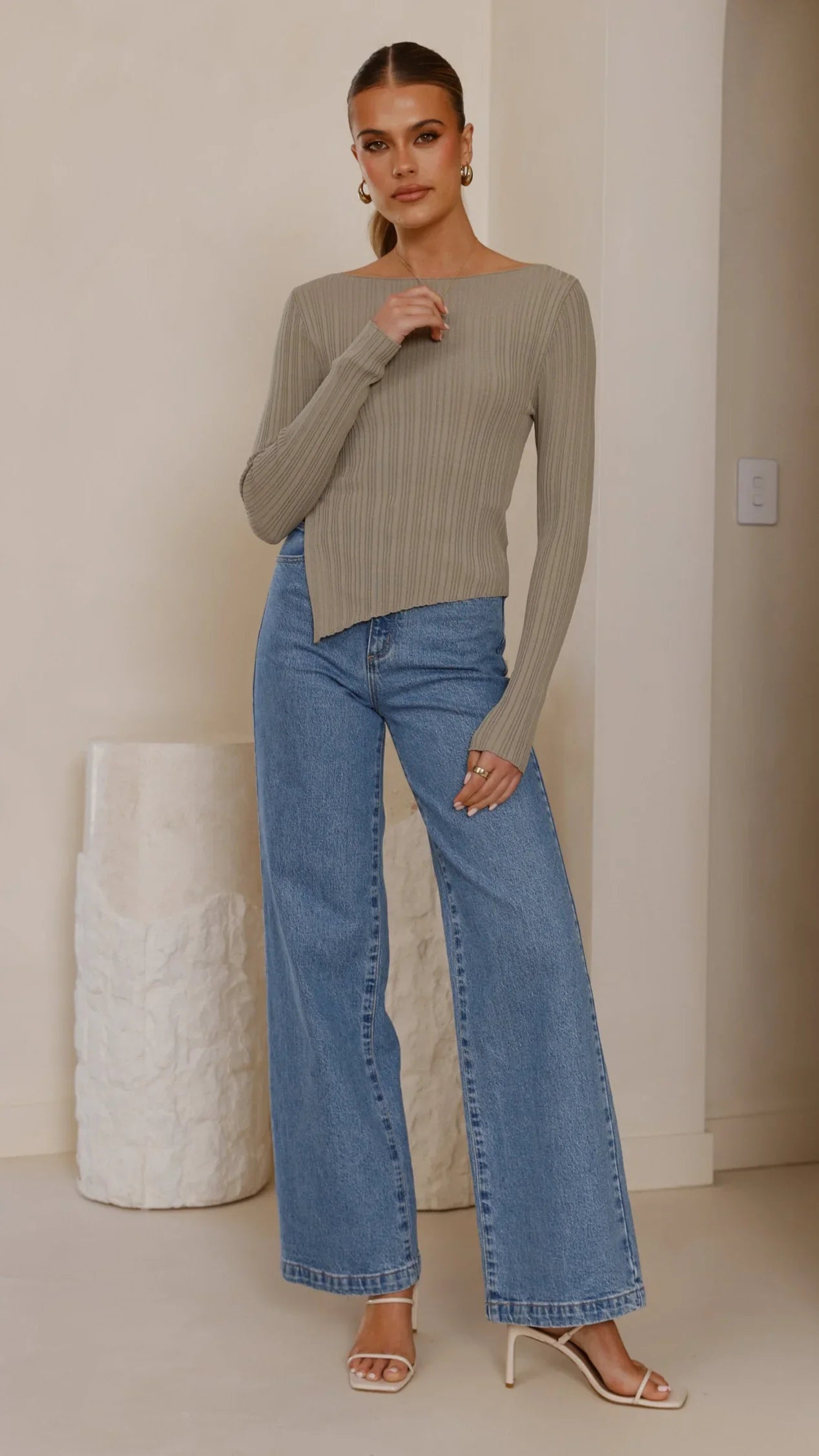 Isla Long Sleeve Top Khaki