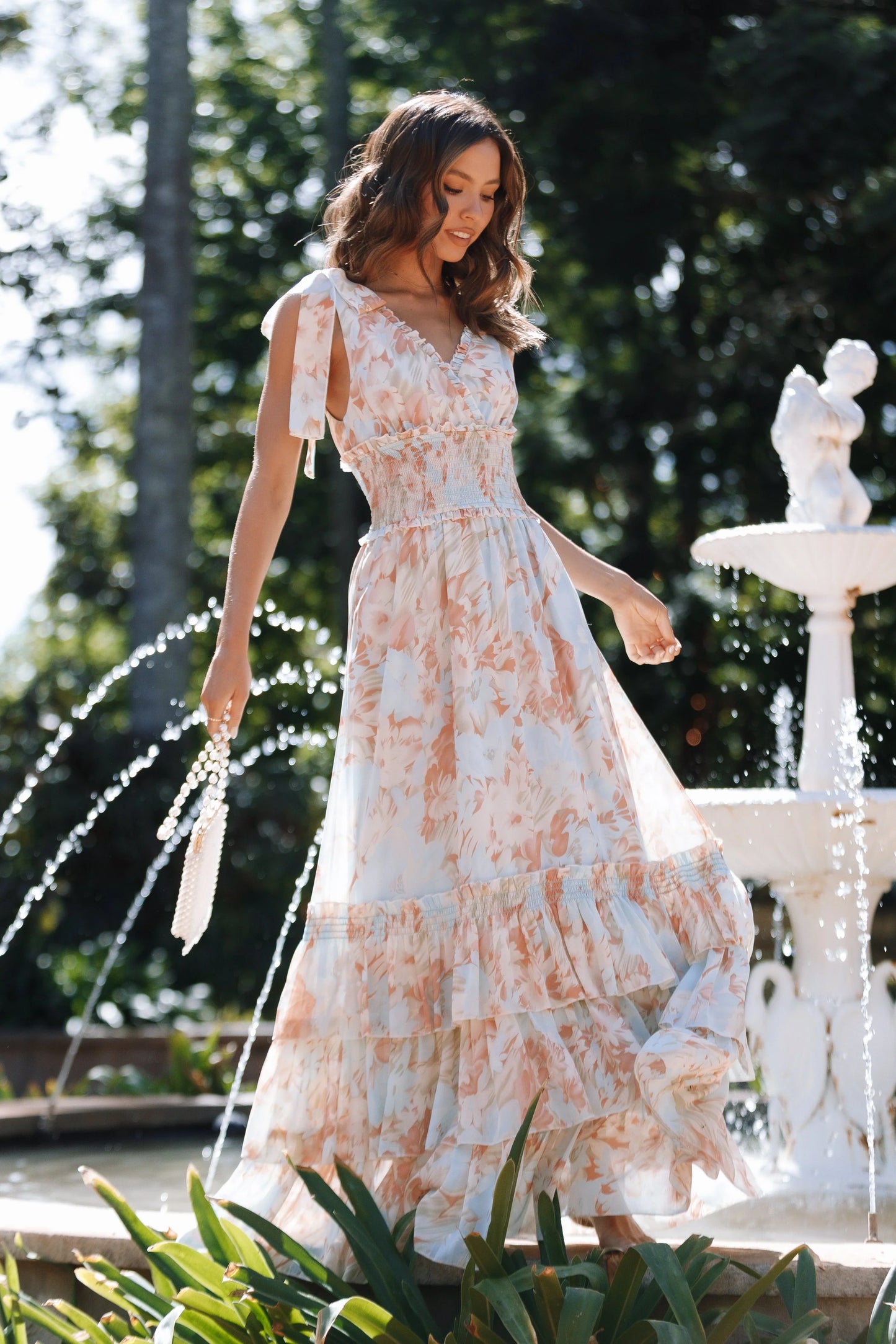 Christabel Tiered Maxi Dress Blue Floral