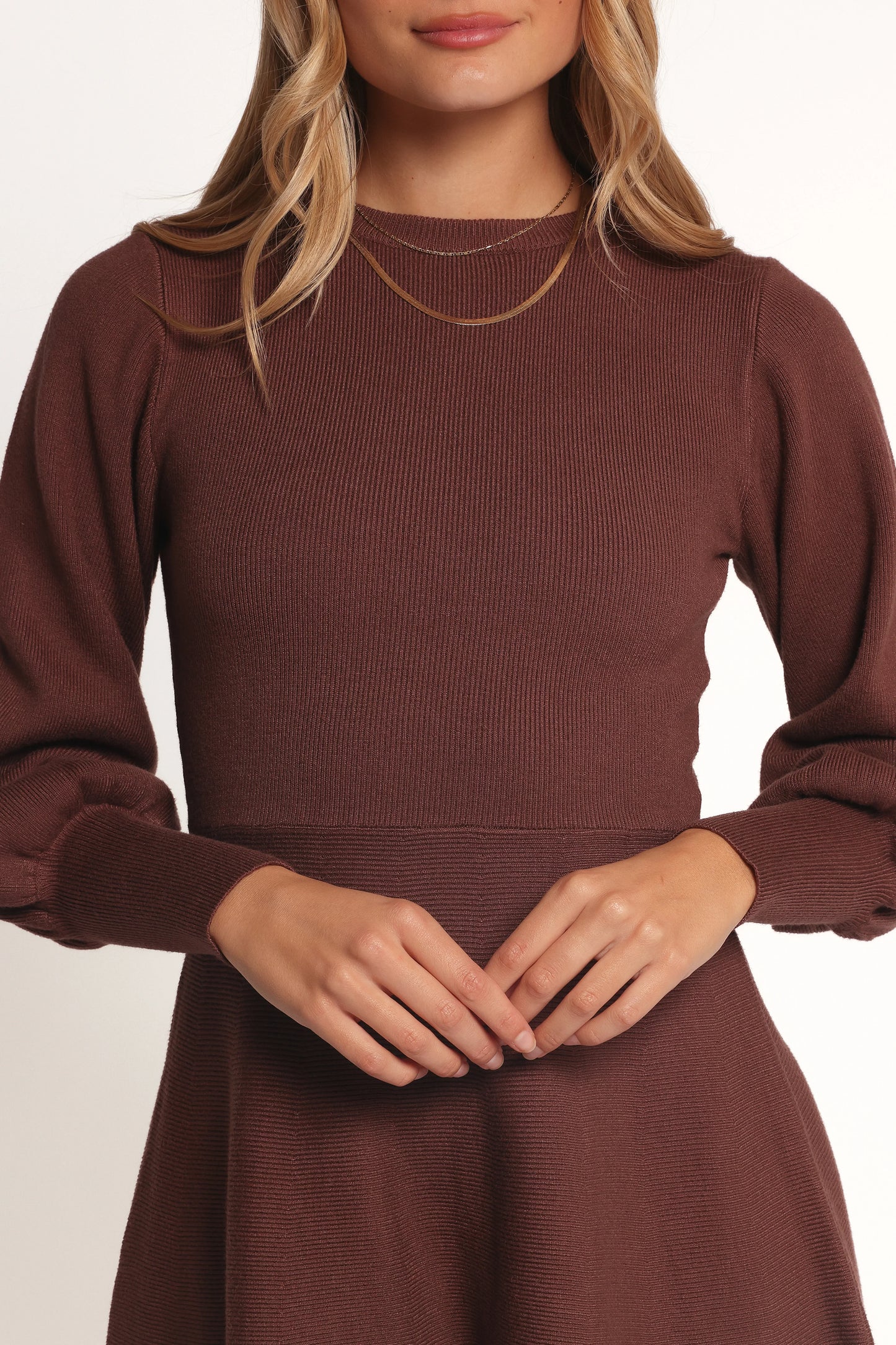 Gigi Long Sleeve Mini Dress Brown