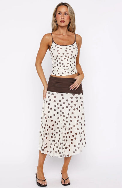Angel Love Top Cream Choc Polka Dot