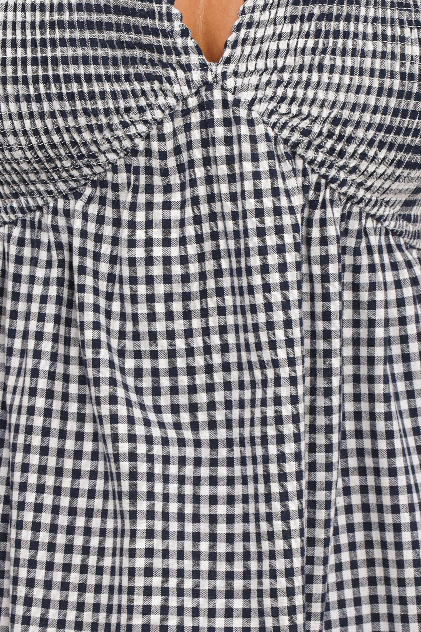 Ilyana Short Sleeve Maxi Dress Navy Gingham