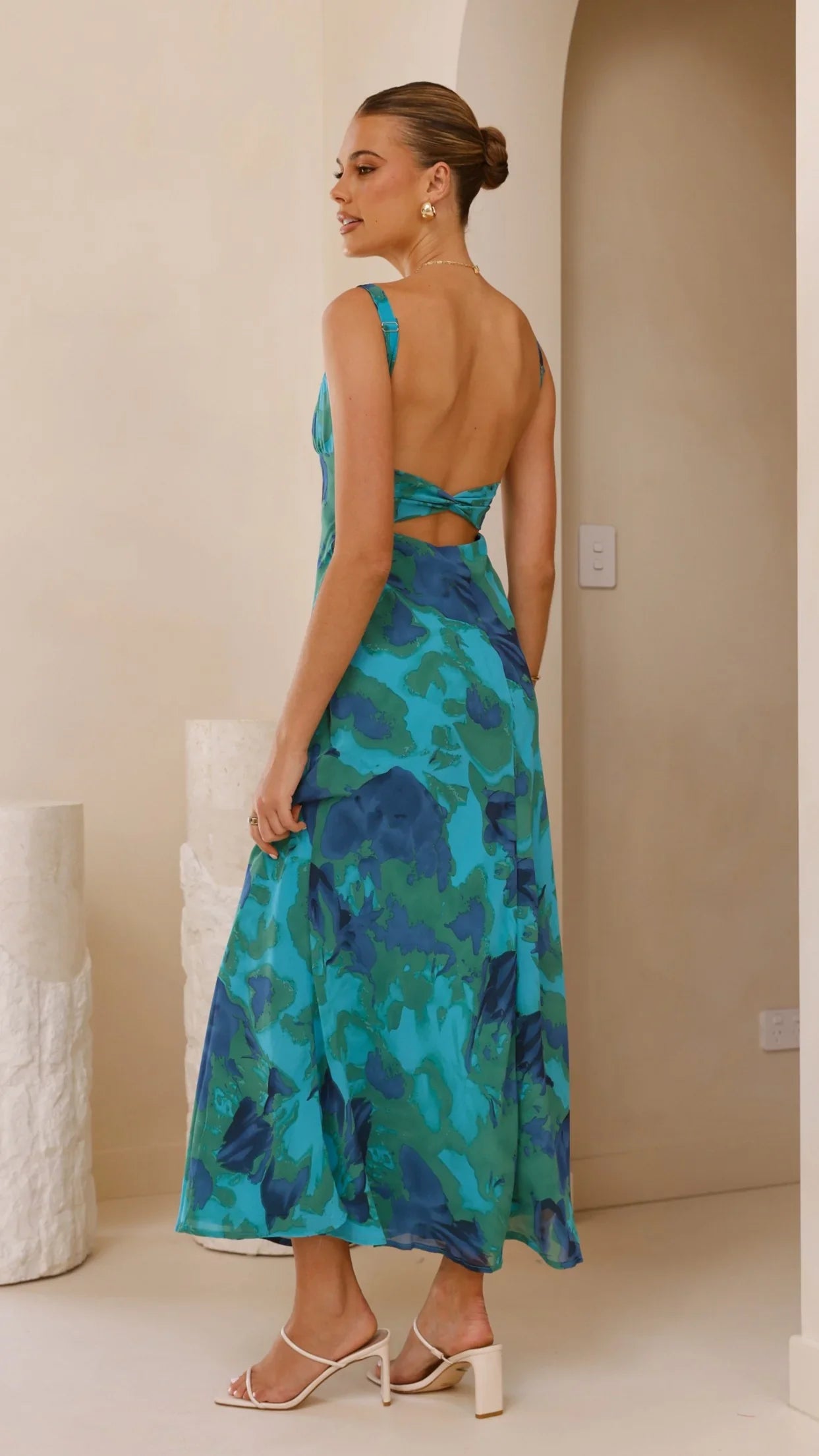 Margo Midi Dress Blue Green Floral