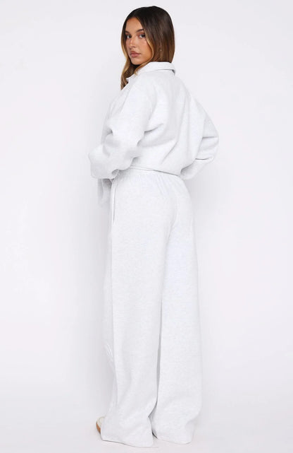 Chill Moves Wide Leg Sweatpants Grey Marle