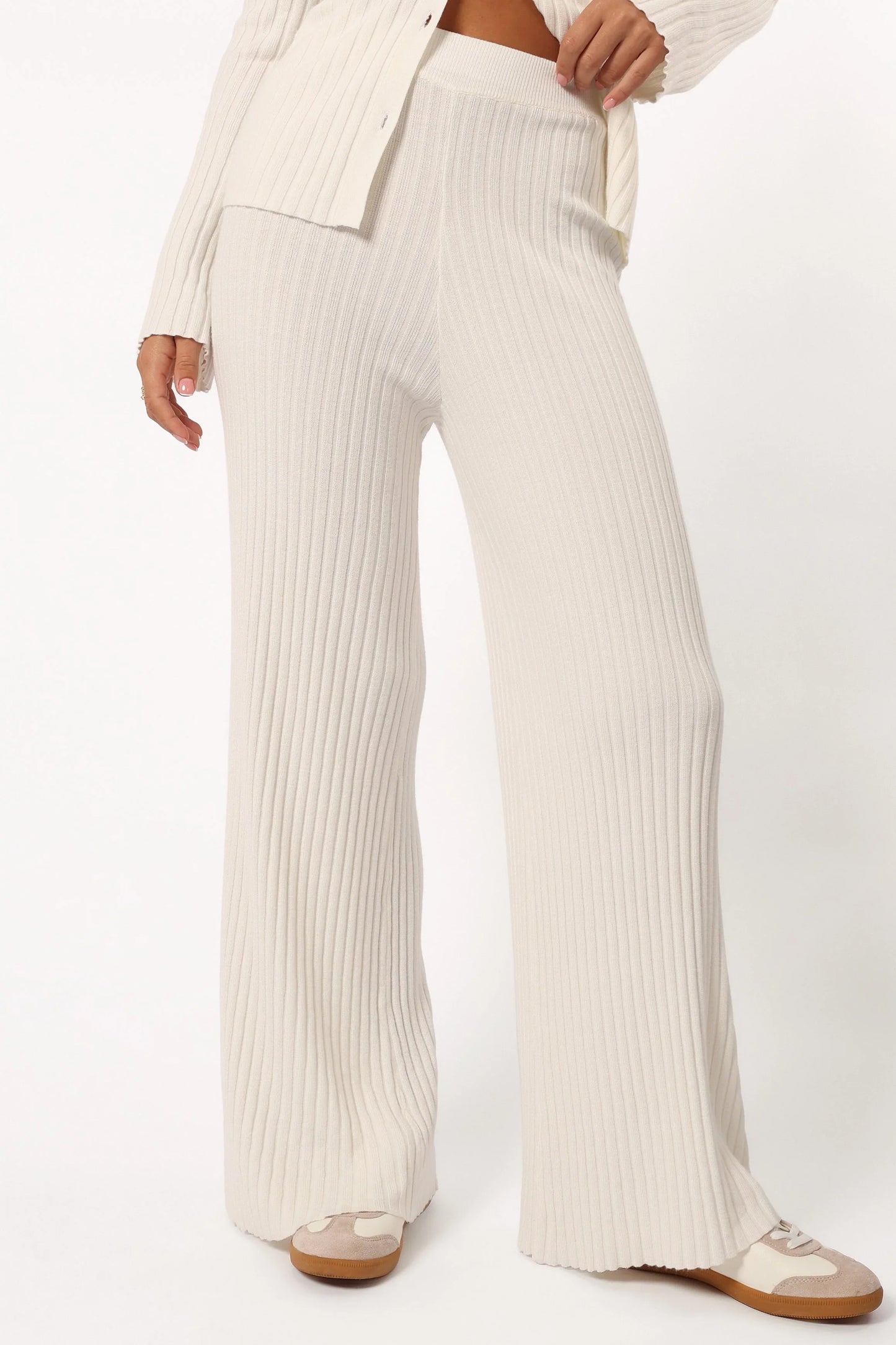 Aylia Ribbed Knit Set Off White