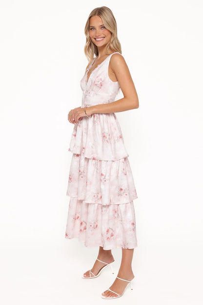 Natarsha Maxi Dress White Pink Floral