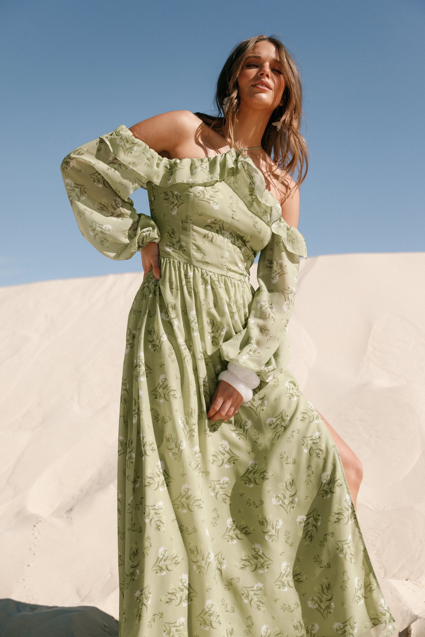 Alina Maxi Dress Sage Botanica